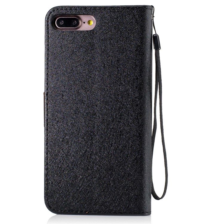 Silk Texture Two-color Leather Wallet Case for iPhone 7 Plus - Black-2
