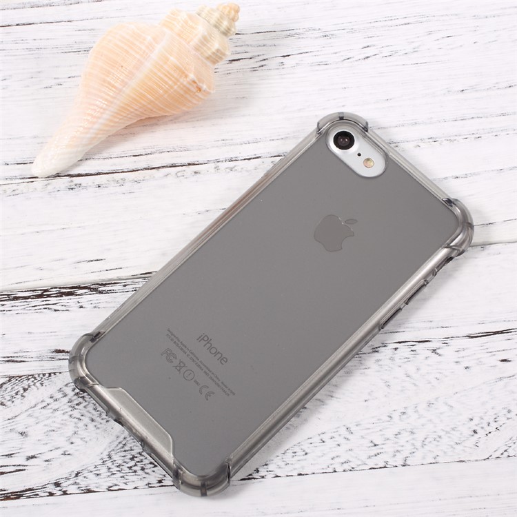 For iPhone 7 4.7 Scratch-proof PC + Anti-yellowing Bayer 3695 TPU Phone Case - Transparent Black-1