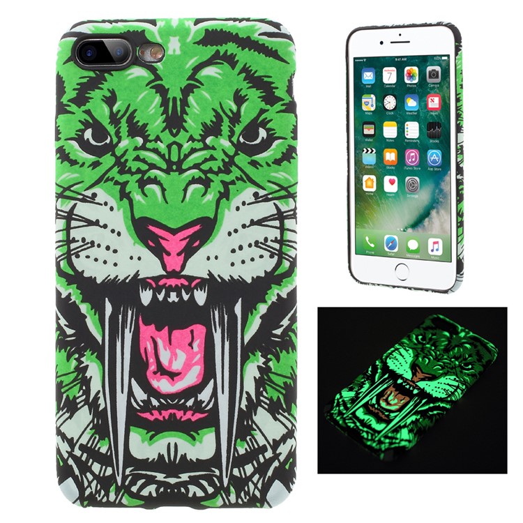 Noctilucent Glow in the Dark TPU Case for iPhone 7 Plus 5.5 - Tiger with Long Tooth / Green-1