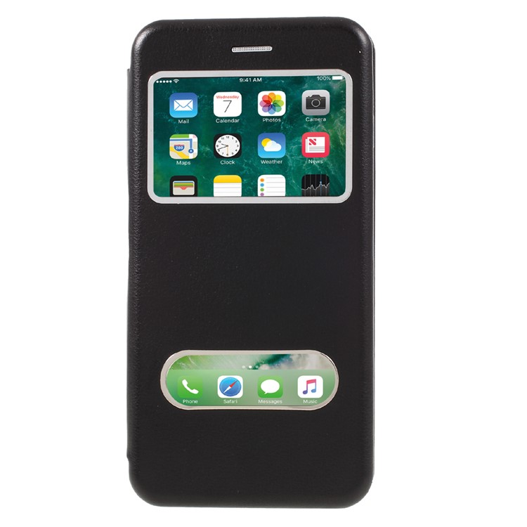 Auto-absorbed Shell Style Dual View Window Leather Case for iPhone 7 Plus 5.5 - Black-3