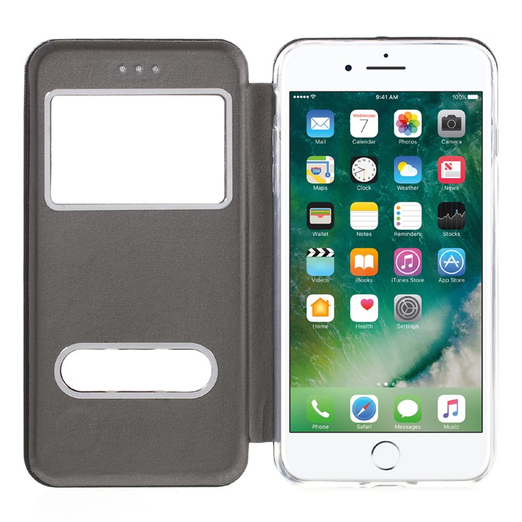Auto-absorbed Shell Style Dual View Window Leather Case for iPhone 7 Plus 5.5 - Black-6