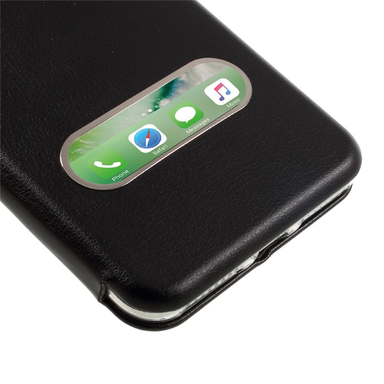 Auto-absorbed Shell Style Dual View Window Leather Case for iPhone 7 Plus 5.5 - Black-7