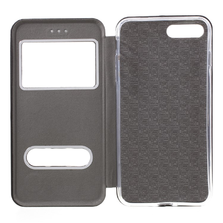 Auto-absorbed Shell Style Dual View Window Leather Case for iPhone 7 Plus 5.5 - Black-9