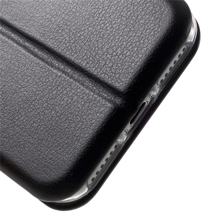 For iPhone 7 4.7 Auto-absorbed Shell Style Dual View Window Leather Case Stand - Black-10