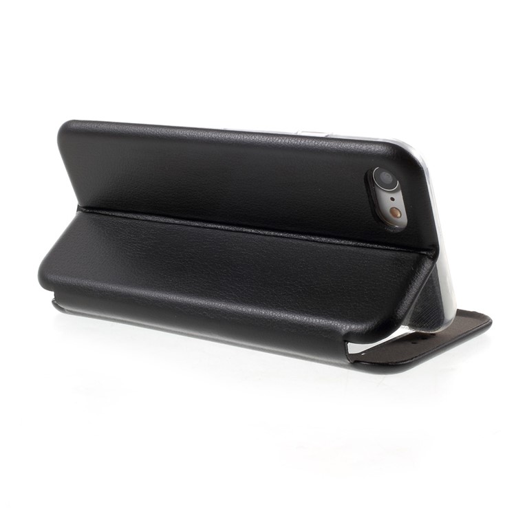 For iPhone 7 4.7 Auto-absorbed Shell Style Dual View Window Leather Case Stand - Black-6