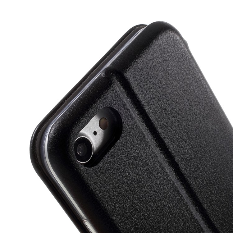 For iPhone 7 4.7 Auto-absorbed Shell Style Dual View Window Leather Case Stand - Black-9
