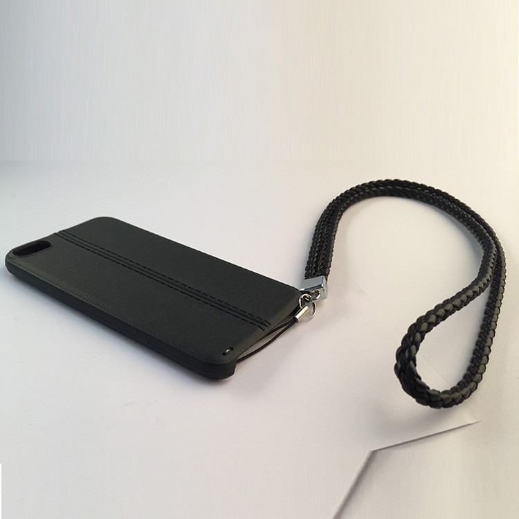 Frosted Soft TPU Phone Case for iPod Touch 6/5 with Woven Strap - Black-2