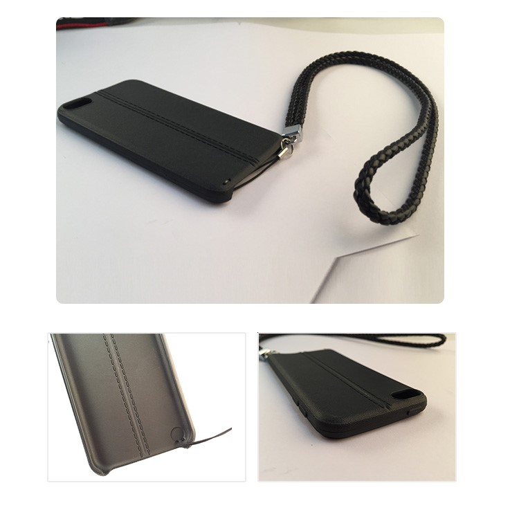 Frosted Soft TPU Phone Case for iPod Touch 6/5 with Woven Strap - Black-4