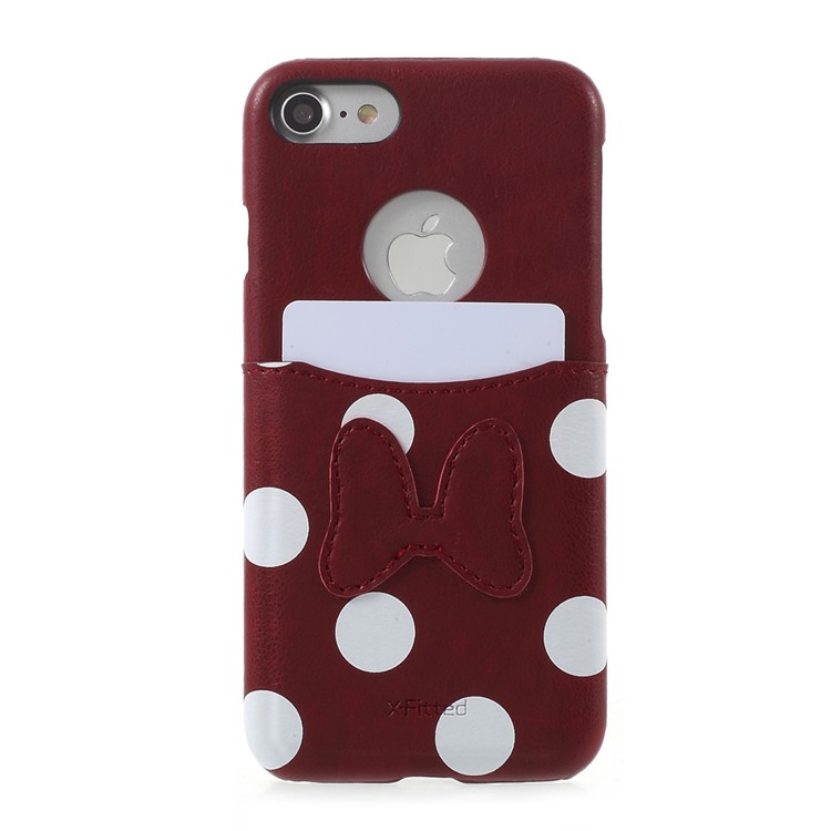X-FITTED Fashion Pattern Card Slot Phone Cover for iPhone 7 4.7 inch - Dots and Bowknot-1