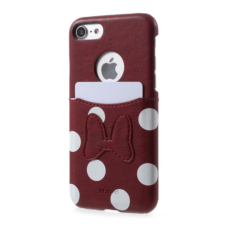 X-FITTED Fashion Pattern Card Slot Phone Cover for iPhone 7 4.7 inch - Dots and Bowknot-3