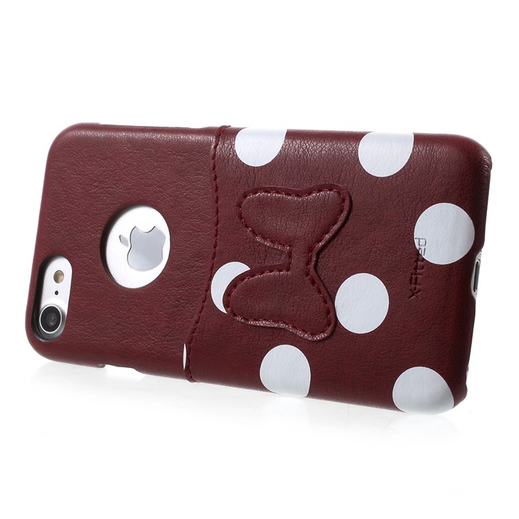 X-FITTED Fashion Pattern Card Slot Phone Cover for iPhone 7 4.7 inch - Dots and Bowknot-4