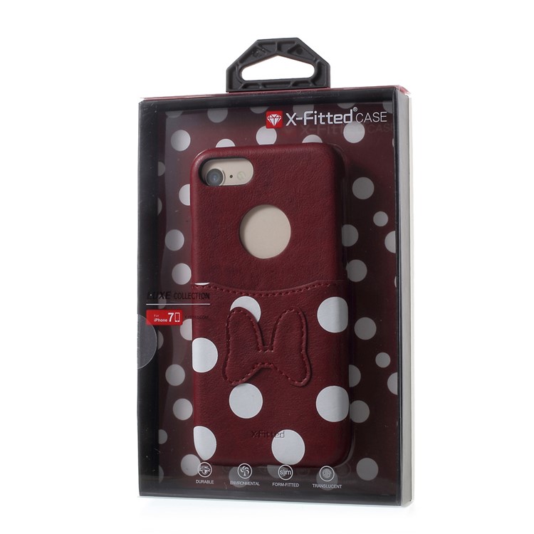 X-FITTED Fashion Pattern Card Slot Phone Cover for iPhone 7 4.7 inch - Dots and Bowknot-9