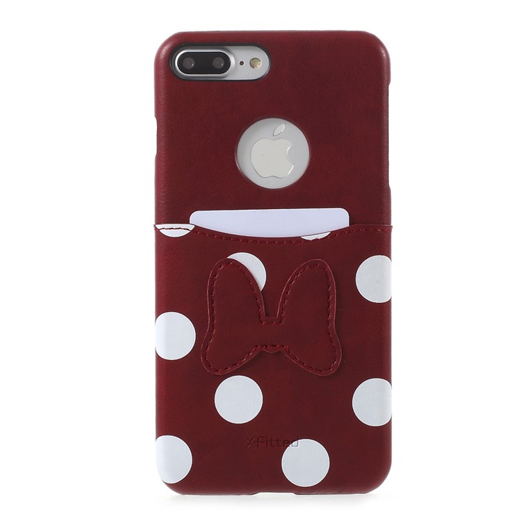 X-FITTED Fashion Pattern Card Slot Phone Cover for iPhone 7 Plus 5.5 inch - Dots and Bowknot-1