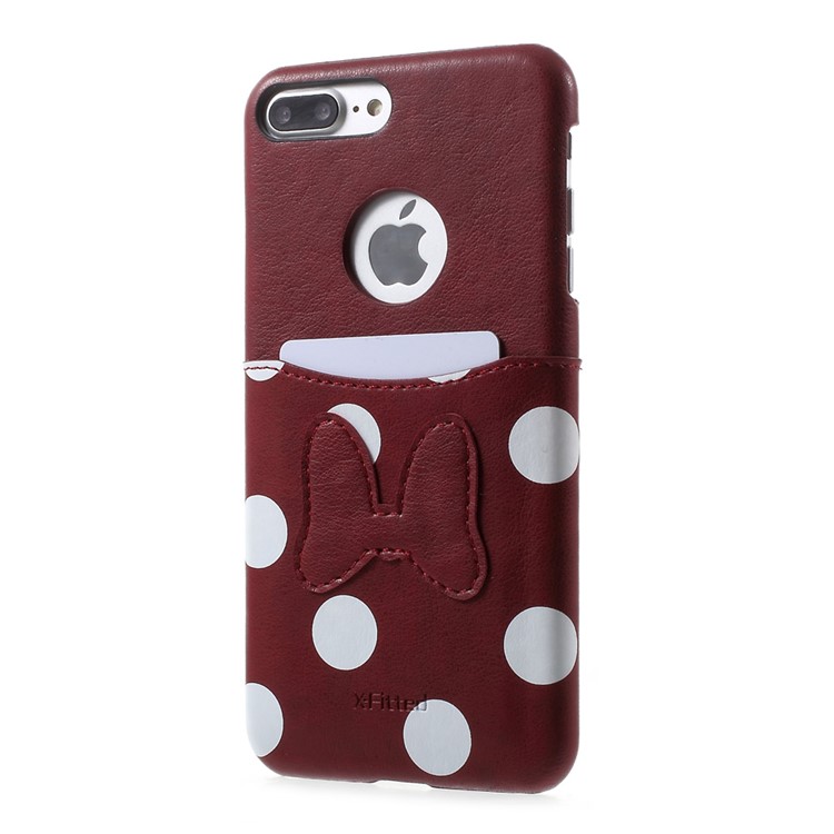 X-FITTED Fashion Pattern Card Slot Phone Cover for iPhone 7 Plus 5.5 inch - Dots and Bowknot-3
