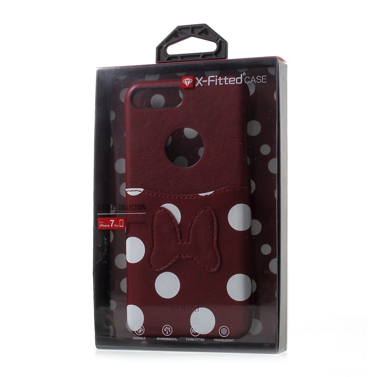 X-FITTED Fashion Pattern Card Slot Phone Cover for iPhone 7 Plus 5.5 inch - Dots and Bowknot-9