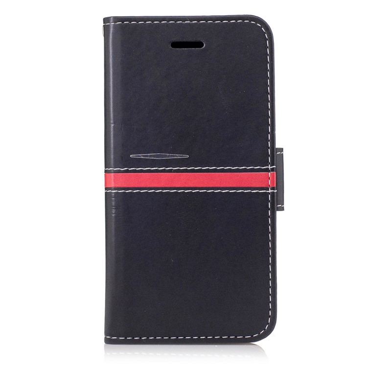 For iPhone 7 4.7 inch Wallet Stand Graceful Series Stitching Leather Case Accessory - Black-1
