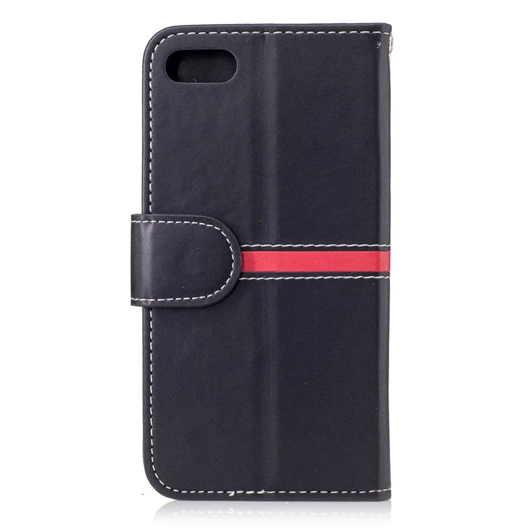 For iPhone 7 4.7 inch Wallet Stand Graceful Series Stitching Leather Case Accessory - Black-2