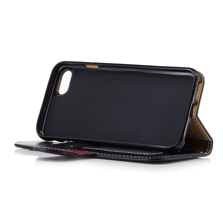 For iPhone 7 4.7 inch Wallet Stand Graceful Series Stitching Leather Case Accessory - Black-4