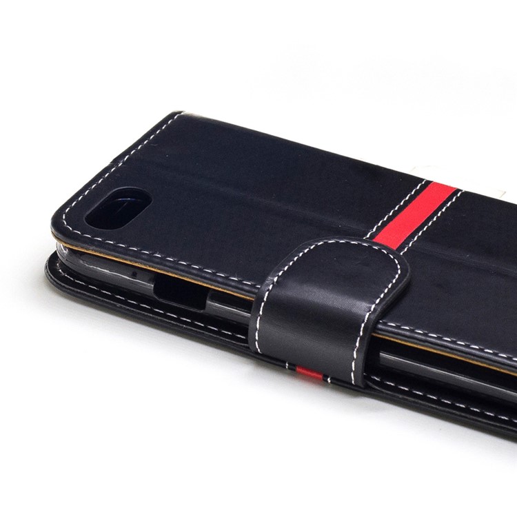 For iPhone 7 4.7 inch Wallet Stand Graceful Series Stitching Leather Case Accessory - Black-6