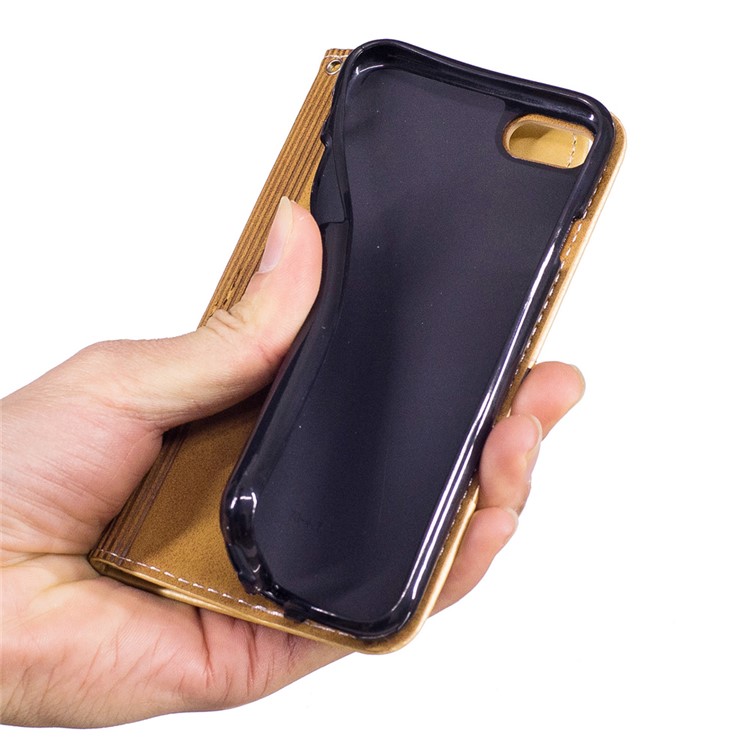 For iPhone 7 4.7 inch Wallet Stand Graceful Series Stitching Leather Case Accessory - Black-7