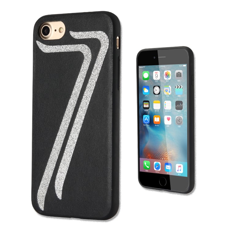 KLD for iPhone 7 4.7 Inch Anti-scratch Cell Phone Case Cover (Leather Skin + TPU) - Black-1