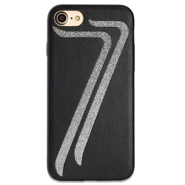 KLD for iPhone 7 4.7 Inch Anti-scratch Cell Phone Case Cover (Leather Skin + TPU) - Black-2