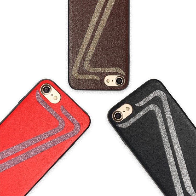 KLD for iPhone 7 4.7 Inch Anti-scratch Cell Phone Case Cover (Leather Skin + TPU) - Black-6