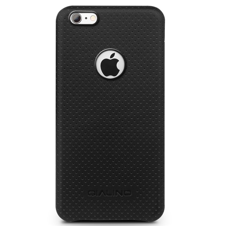 QIALINO Mesh Holes Genuine Leather Skin PC Hard Case for iPhone 6s Plus/6 Plus - Black-3