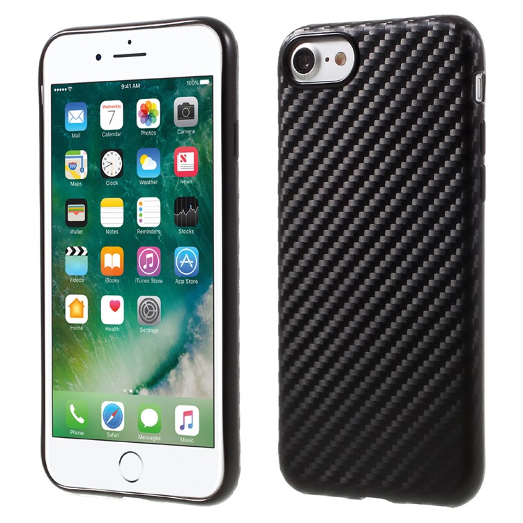 FSHANG Fiber Shield for iPhone 7 Carbon Fiber TPU Phone Case - Black-1