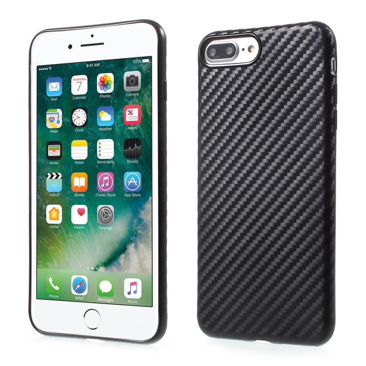 FSHANG Carbon Fiber Flexible Protective Phone Case for iPhone 7 4.7 inch (TPU) - Black-1