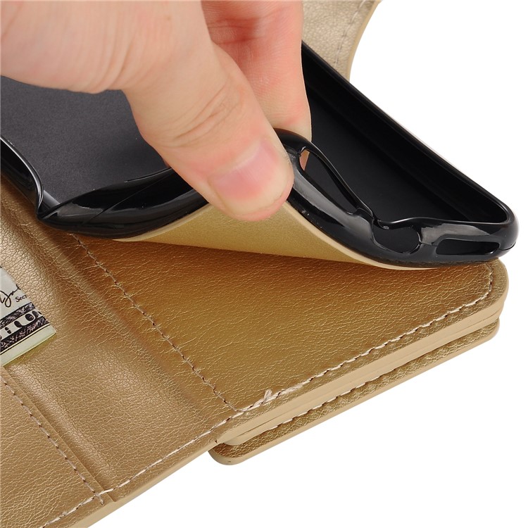 Detachable Leather Wallet Case for iPhone 7 4.7 with Makeup Mirror - Gold-11