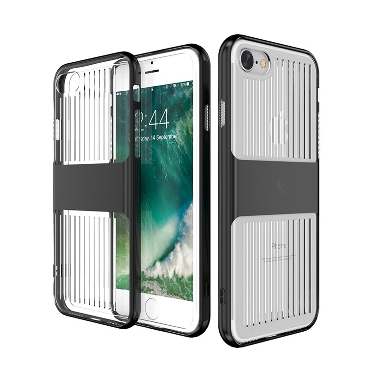 FLOVEME Suitcase Style PC Frame + Clear TPU Back Hybrid Phone Case for iPhone 7 4.7 inch - Black-1