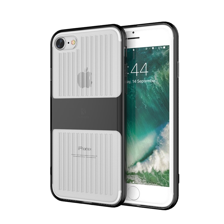 FLOVEME Suitcase Style PC Frame + Clear TPU Back Hybrid Phone Case for iPhone 7 4.7 inch - Black-2