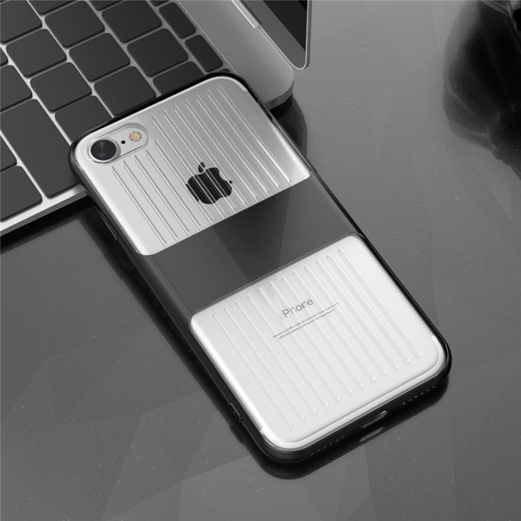 FLOVEME Suitcase Style PC Frame + Clear TPU Back Hybrid Phone Case for iPhone 7 4.7 inch - Black-3
