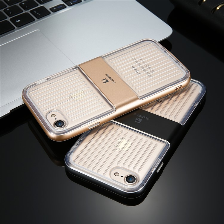 FLOVEME Suitcase Style PC Frame + Clear TPU Back Hybrid Phone Case for iPhone 7 4.7 inch - Black-6