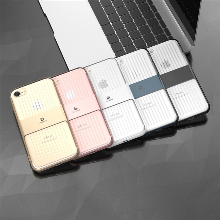 FLOVEME Suitcase Style PC Frame + Clear TPU Back Hybrid Phone Case for iPhone 7 4.7 inch - Black-7