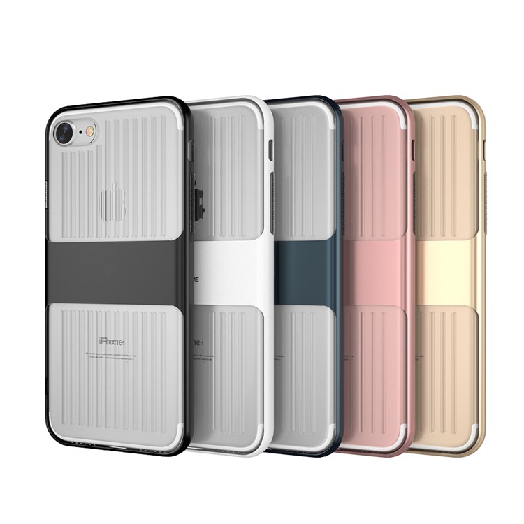 FLOVEME Suitcase Style PC Frame + Clear TPU Back Hybrid Phone Case for iPhone 7 4.7 inch - Black-8