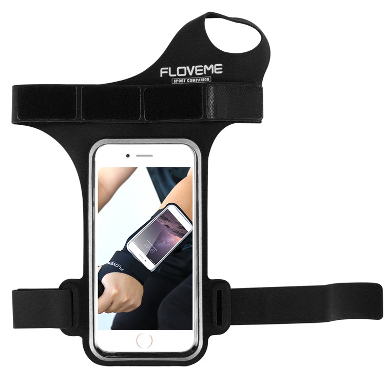 FLOVEME Fitness Exercise Arm Band Pouch Holder for iPhone 7 / 6s / 6 4.7 inch with Thumb-Closure - Black-2