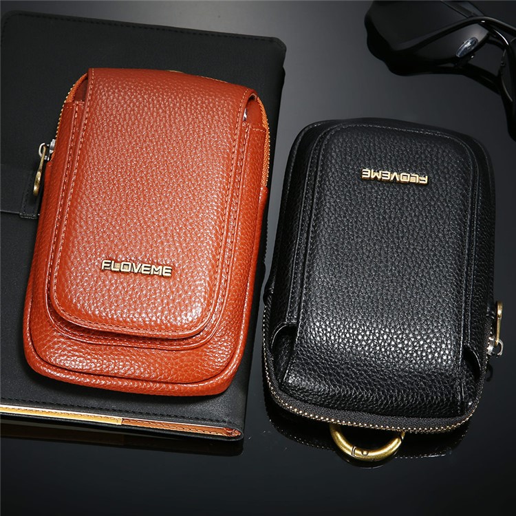 FLOVEME Litchi Texture PU Leather Waist Bag with Belt Loop for iPhone 7 Plus/6s Plus/6 Plus - Black-4