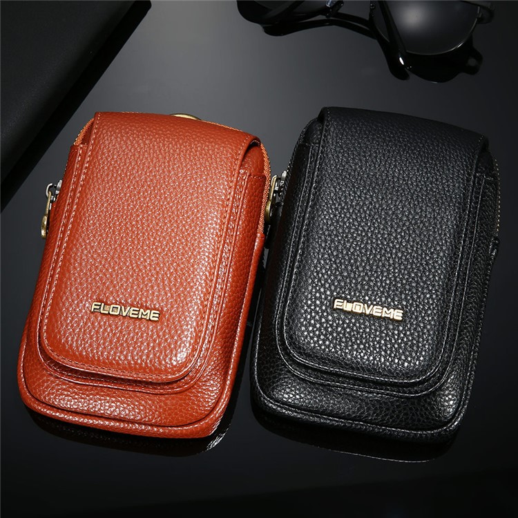 FLOVEME Litchi Texture PU Leather Waist Bag with Belt Loop for iPhone 7 Plus/6s Plus/6 Plus - Black-5