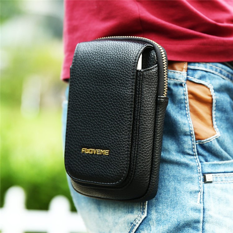 FLOVEME Litchi Texture PU Leather Waist Bag with Belt Loop for iPhone 7 Plus/6s Plus/6 Plus - Black-7