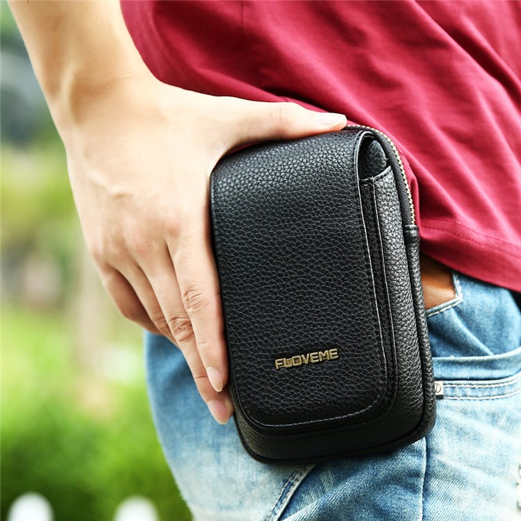 FLOVEME Litchi Texture PU Leather Waist Bag with Belt Loop for iPhone 7 Plus/6s Plus/6 Plus - Black-8