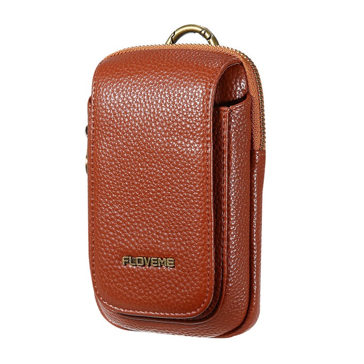 FLOVEME Litchi Texture Leather Holster Pouch Waist Bag for iPhone 7 Plus/6s Plus/6 Plus - Brown-1