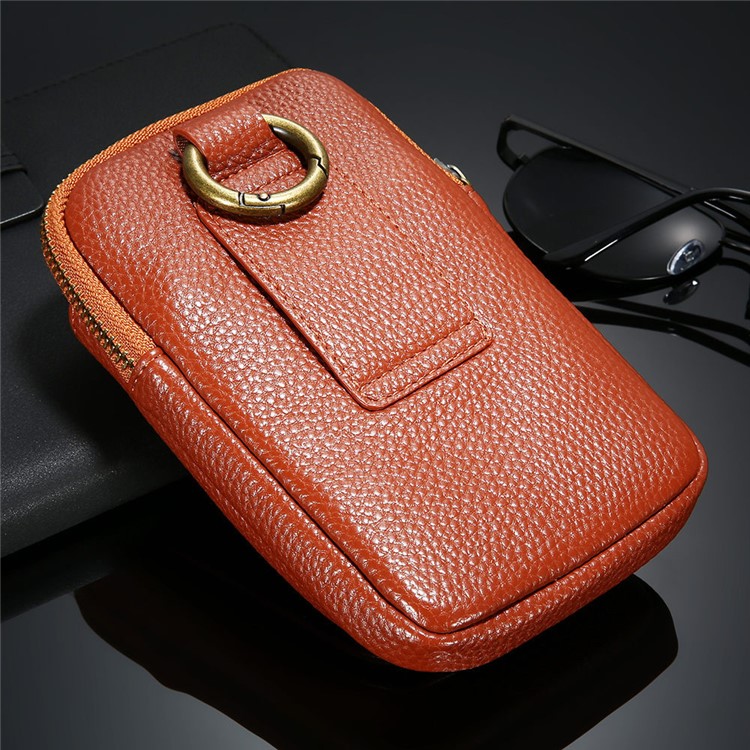 FLOVEME Litchi Texture Leather Holster Pouch Waist Bag for iPhone 7 Plus/6s Plus/6 Plus - Brown-14