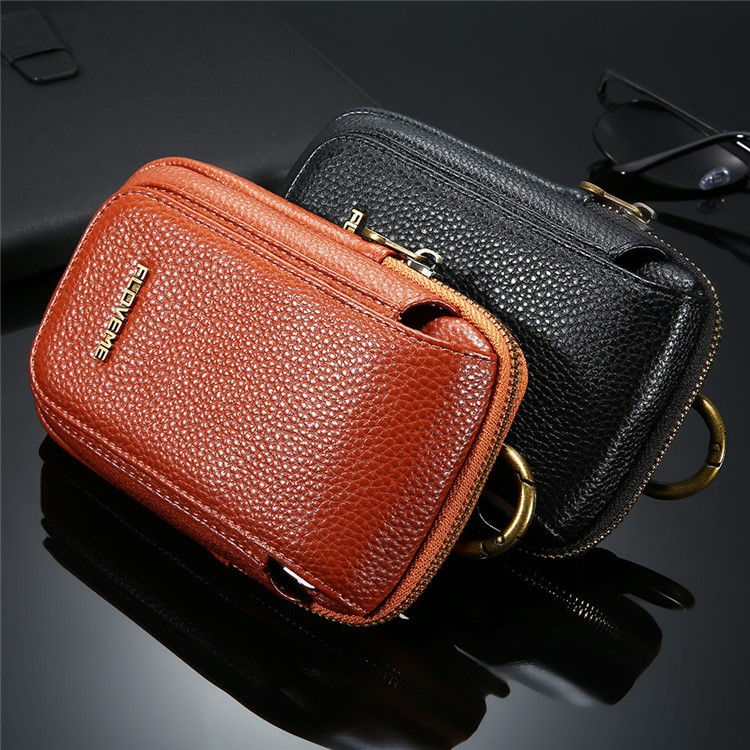 FLOVEME Litchi Texture Leather Holster Pouch Waist Bag for iPhone 7 Plus/6s Plus/6 Plus - Brown-15