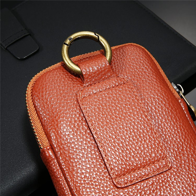 FLOVEME Litchi Texture Leather Holster Pouch Waist Bag for iPhone 7 Plus/6s Plus/6 Plus - Brown-18