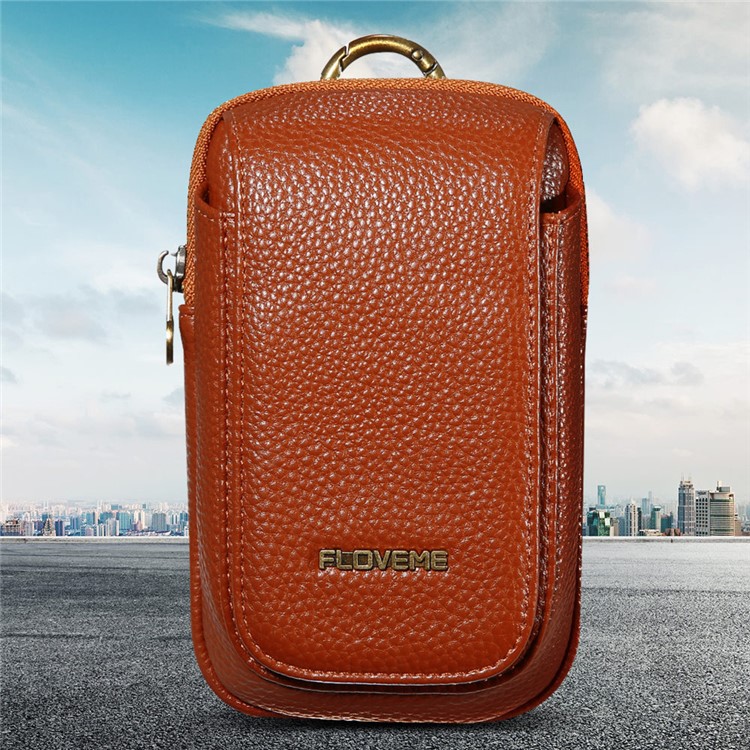 FLOVEME Litchi Texture Leather Holster Pouch Waist Bag for iPhone 7 Plus/6s Plus/6 Plus - Brown-26