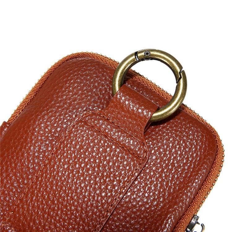 FLOVEME Litchi Texture Leather Holster Pouch Waist Bag for iPhone 7 Plus/6s Plus/6 Plus - Brown-5