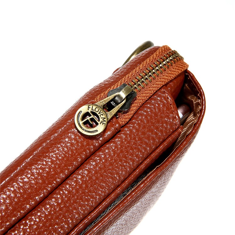 FLOVEME Litchi Texture Leather Holster Pouch Waist Bag for iPhone 7 Plus/6s Plus/6 Plus - Brown-6