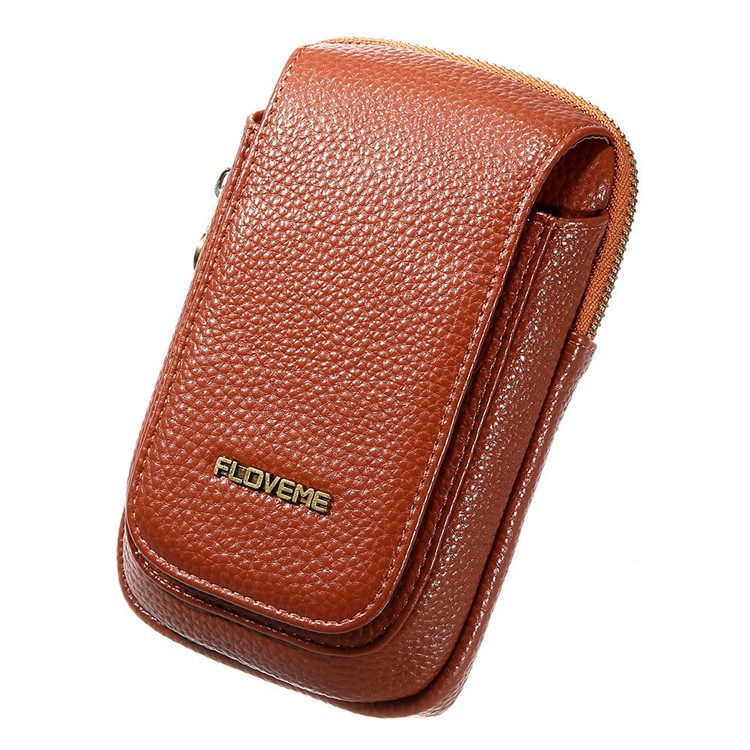 FLOVEME Litchi Texture Leather Holster Pouch Waist Bag for iPhone 7 Plus/6s Plus/6 Plus - Brown-7